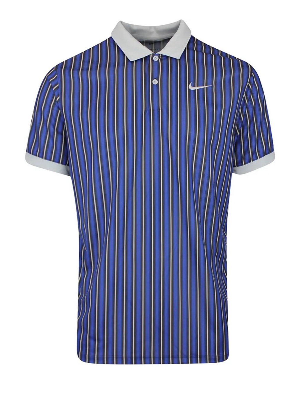 Nike Polo Shirt Mens Medium Blue White Stripe Golf Dri-FIT HM5643-411